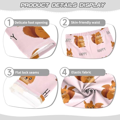 ALAZA Girls' Leggings Children's Yoga Pants Skinny Printed Dance Cute Squirrel Happy Comfortable 4T2