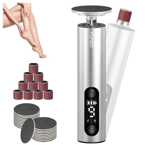 POFIBO Rapeuse Pieds Électrique - Rappe Pieds Pédicure 2 en 1 pour Corne Rechargeable avec Affichage (9 Vitesses Réglables) Ponceuse Pied pour Femmes Hommes Pédicures