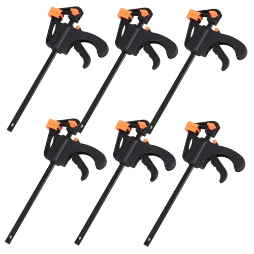 Cabilock Heavy Duty Woodworker Clamps 6pcs Small Bar Clamps F-type Wood Gluing Stainless Steel Quick Ratchet Wood Securing Mini Portable Woodworking