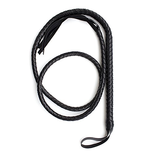 Faux Leather Horse Whip Long, Riding Whip Costume Accessory, Non Slip Bull Whip Equestrianism Whips for Outdoor Riding Racing Sports Equestrianism Tool Stage Performance Cosplay (Black)