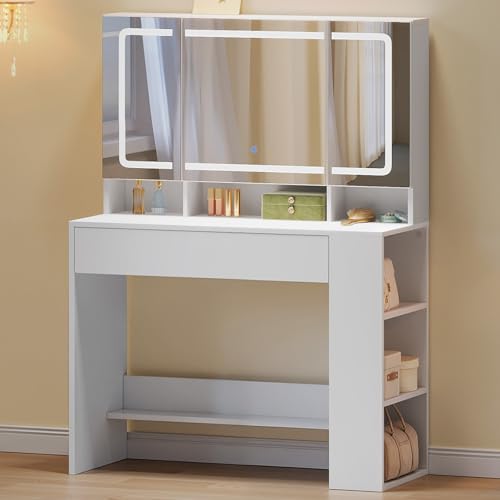 WOLTU Tocador de Maquillaje con Grande Espejo