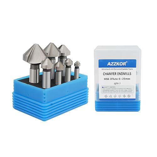 Image of Milling Cutter Chamfer Endmills Tool CNC Maching 3 Teeth 90 Degree Milling Reamer High Hardness Steel Metel Cutter HSS Set 7PCS