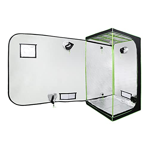 Ikodm Growzelt, 100x100x200 cm Grow Box, 600D Oxford Grow Tent, Lichtdicht und Wasserdicht Growschrank, Luftig Gewächshaus Growroom für Homegrowing, Indoor-Anbau