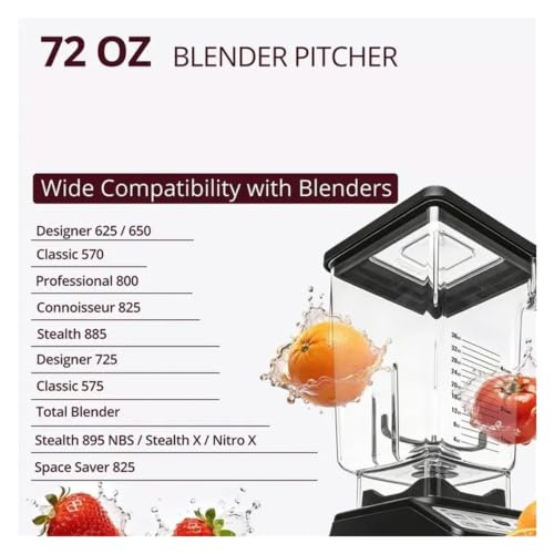 Jarra de repuesto para licuadora Blendtec vaso de 72 oz sin cuchilla 5