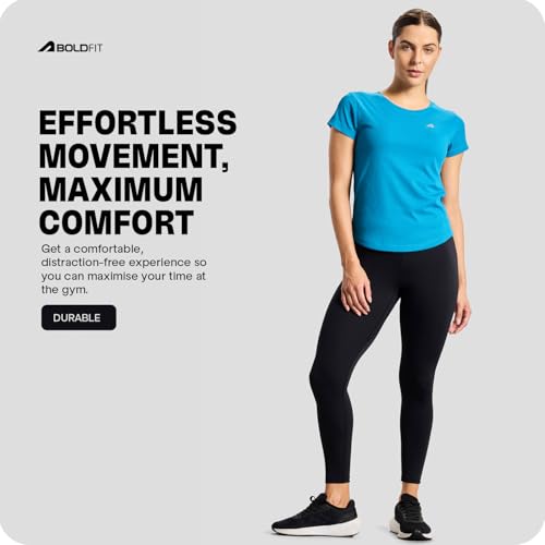 Image of Boldfit Tshirt for Woman Relaxed Fit Gym Tshirt for Women Workout Lightweight T Shirt for Woman Breathable Women T Shirt Round Neck T Shirts for Training, Running, Gym, Yoga, Badminton, Pickleball