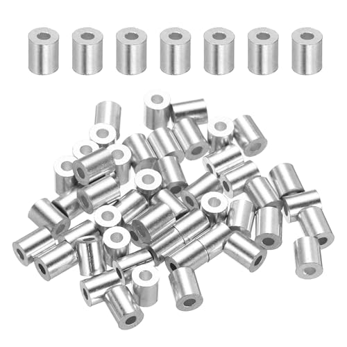 QUARKZMAN Manguito De Parada para Cable De Acero De Aluminio 1/16 (1.5mm) Manguito De Crimpado En Bucle Ferrula Redonda para Cable De Acero, Paquete De 100