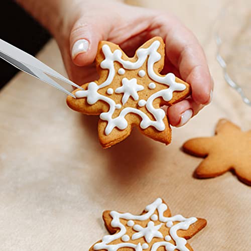 Hacaroa 30 Pieces Cookie Decorating Kit Suppiles, 6 Inch / 8 Inch Acrylic Cookie Turntable with 12 Cookie Scribe Needles, 12 Cookie Decoration Brushes, 4 Tweezers for Cookie, Cake Decoration - Thumbnail 4