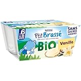Nestlé Bébé - P'Tit Brassé Bio - Vanille - Laitage dès 6 Mois - 4X90g