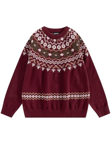 Vamtac Sweaters For Men Fair Isle Pullover Sweater Christmas Outfits Crewneck Vintage Jumper Tops Fall Winter Soft Knit 1 Vamtac Sweaters For Men Fair Isle Pullover Sweater Christmas Outfits Crewneck Vintage Jumper Tops Fall Winter Soft Knit