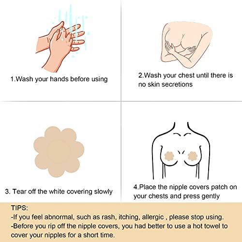 Anzailala 20 Pcs Nipple Covers for Women Disposable Nipple Breast Covers Breast Pasties Comfortable & Sexy Adhesive Satin Petals and Round Pasties(10 Pairs)… - Image 4