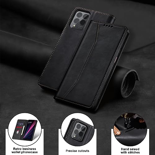 Image of Jasonyu Flip Wallet Case for T-Mobile Revvl 6 Pro /6X Pro 5G,Black