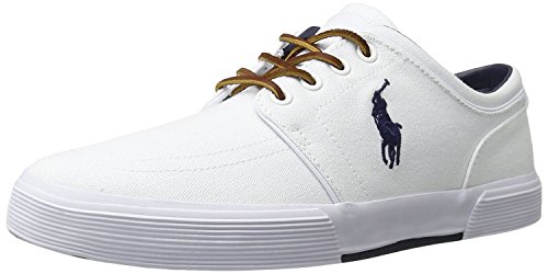 POLO RALPH LAUREN Men's Faxon SK VLC Sneaker, Pure White, 9.5 D US POLO RALPH LAUREN Men's Faxon SK VLC Sneaker, Pure White, 9.5 D US
