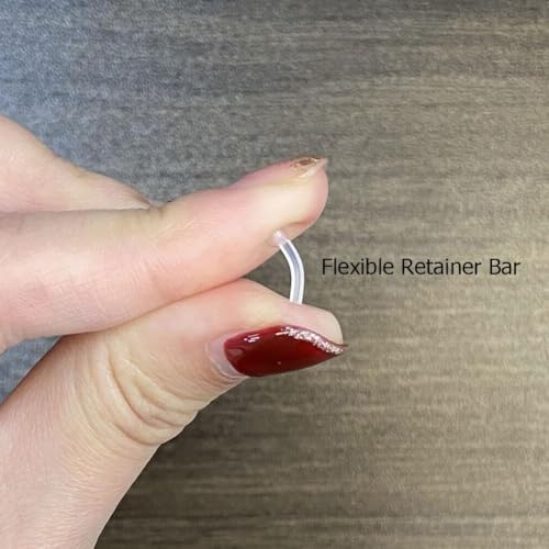 18PCS 16G Clear Push Top Piercing Retainers Earrings For Work, Bioflex Lip Rings Labret Helix Tragus Medusa Monroe Retainer For Women Men 6-10mm Bar Length4