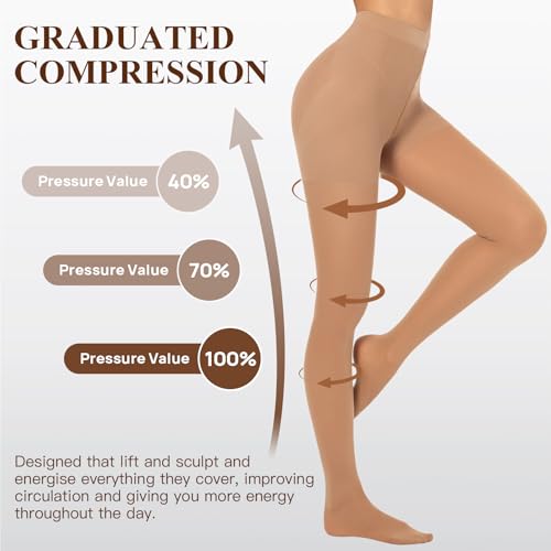 MANZI Compression Tights for Women Shaping Firm Support Pantyhose 50 Denier Pack of 14