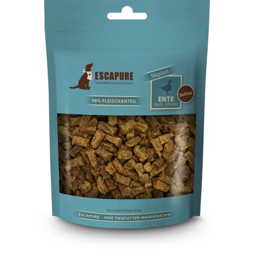 ESCAPURE Softies - Hunde Leckerli aus Entenfleisch in Premium Qualität - 98% Muskelfleisch - Softer Protein Trainingssnacks ohne künstliche Zusatzstoffe & Getreide (6x150g)