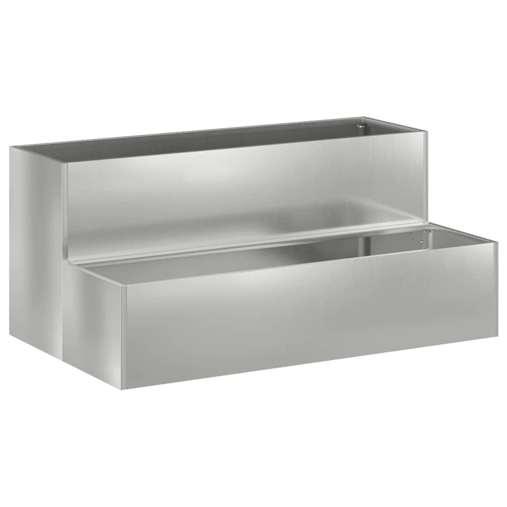 Doniczka ogrodowa Srebrny 100 x 60 x 45 cm Stal Galwanizowana, Odporna na warunki atmosferyczne, Nowoczesna metalowa donica tarasowa, Trwała konstrukcja na zewnątrz, Łatwy montaż, ogrodu i patio