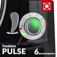 LEHMANN Küchenmaschine 3 in 1 mit Fleischwolf & Glasmixer 1,5L, Knetmaschine mit 5L Edelstahlschüssel, Planetarischem Rührsystem, 6 Stufen + Pulse, Teigmaschine für Brot, Pizza & Kuchenteig – Ansicht 6