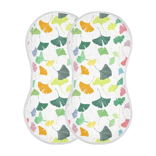 xigua Colored Ginkgo Leaves Baby Burp Cloths for Newborn Boys and Girls 1 Pack, Soft & Absorbent Cotton Baby Burp Cloth, Baby Washcloths, Newborn Towel, Burp Rags2