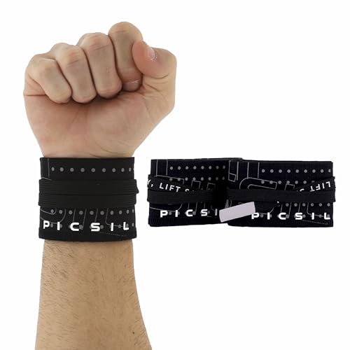PICSIL Muñequeras Deportivas de Tela – Soporte de Muñeca para Cross Training, Levantamiento de Pesas, Gimnasia y Calistenia – Ajuste Personalizado, Unisex (Moonless)