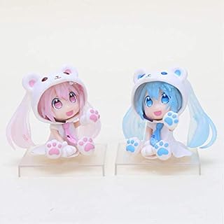 2pcs 6cm Kawaii Anime Figure Pink Q Version Hatsune Miku Figure Sakura Bear Hatsune Miku Figure Model Collectible Toy