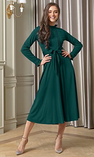 Image of KOH KOH Womens Long Sleeve Semi Formal Work Elegant Pockets Mini Midi Dress