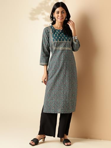 Image of Vbuyz Women's Floral Printed Straight Cotton Special wear Kurtas for Women | Cotton Kurtas for Women | A-Line Kurtas Kurtis | Designer Kurta | Kurtas for Women | Printed Kurtas