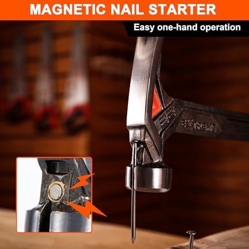 VANQUISH 17 oz Framing Hammer, Straight Claw Hammer with Magnetic Nail Holder, Rip Claw Hammer with Smooth Face & Shock Absorbing Grip, Heavy Duty One-piece Forged Hammer 0524 thumbnail