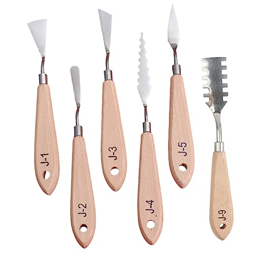 HOMSFOU 6Pcs Professional Oil Painting Spatulas Versatile Color Mixing Knives with Smooth Handles for Artists Students and Teachers Oil and Painting