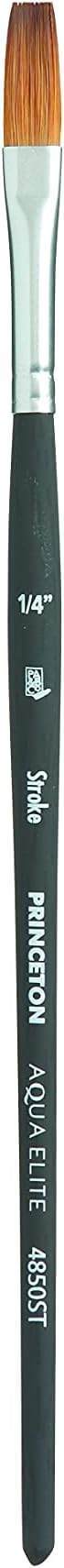 Princeton Aqua Elite Stroke Brush, Synthetic, Short Handle, Size 1/4 inch, 1 Count