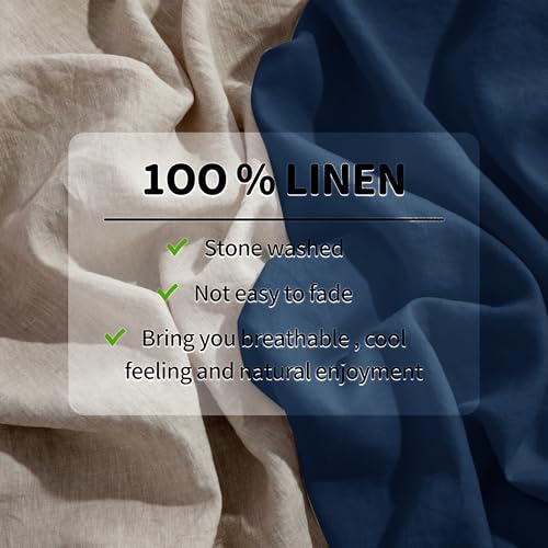 Image of LBRO2M 100% French Pure Linen Sheet Set 4Pcs, 16 inch Deep Pocket Cal King