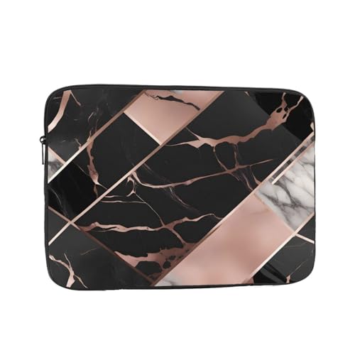 Housse Ordinateur Portable Imprimés Marbrés Dorés À Fleurs Noires Pochette De Protection Laptop Sleeve À La Saleté Ordinateur Portable Sacoche, pour Ordinateur Portable, Netbook, Office, 15In