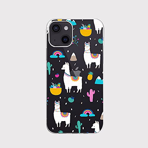 Blingy's Iphone 13 Case (6.1 Inch), Fun Llama Design Cute Alpaca Pattern Cartoon Animal Style Transparent Soft Tpu Protective Clear Case Compatible For Iphone 13 6.1" (Rainbow Llama) #TOP1