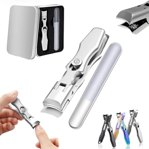 ドイツ 爪切り 男性用 2024年新 ウルトラシャープ 爪切り 豪華な爪切り プロフェッショナル エクストララージ 高耐久 爪切り シニア用 ファイルキャッチャー付き (シルバー 1個)