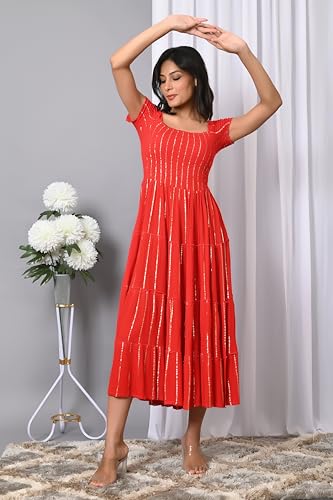 Image of IQRAAR Dress for Women Printed Midi Dress