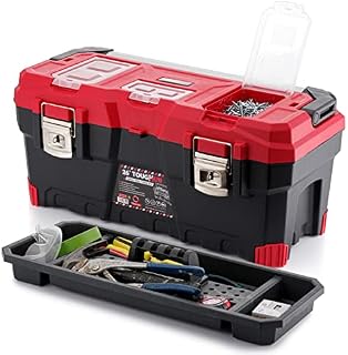 ToughHub Portable Tool Storage Box - Heavy Duty Lockable Toolbox - Tore Tray - Tool Organizer Compartment for Professionals (26" Fatbuilt Tool Box)