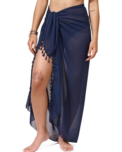Image of Rossopesca Womens Beach Sarong Chiffon Swimsuit Coverups Sheer Bikini Wraps for Swimwear Bathing Suit Cover Up
