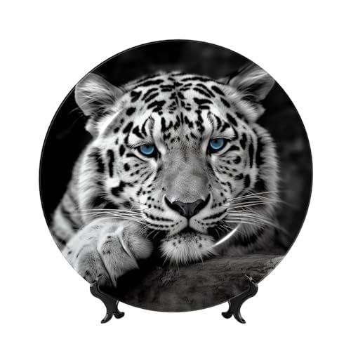 Assiette décorative tigre noir et blanc pour salon et bureau chic