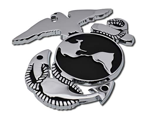Image of Electroplate Officially Licensed U.S. Marines Anchor Chrome All Metal Emblem for Cars, Trucks, and All Auto | Universal Fit at 3.0 inch x 3.0 inch | Weatherproof