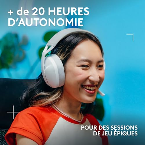 Logitech G G321 Lightspeed, Casque Gaming Bluetooth sans Fil, Confort et Ajustement dynamiques, Micro à Tige 16 kHz, + de 20 h d’autonomie, PC, PS4, PS5, Nintendo Switch, Mobile - Blanc