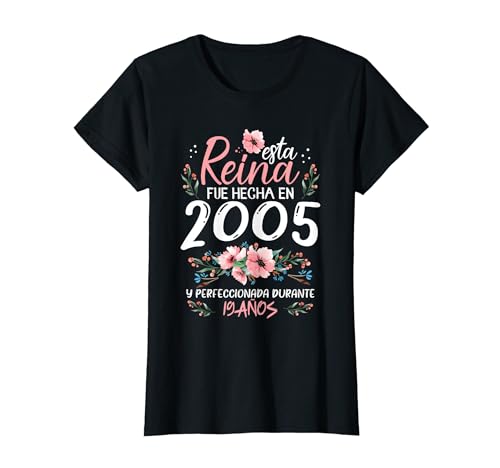 19 anos presente de aniversário mulher feito em 2005 19 anos t-shirt, Preto