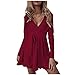 Produktbild Freizeitkleid Damen Elegant Damenkleid mit Langen Ärmeln und Rüschen Damen Kleid Langarm V Ausschnitt Freizeitkleider Lose Swing Kleider 2A