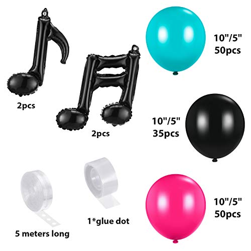 141 Pieces Music Birthday Party Decorations Includes Black Red Blue Musical Balloon Kit Garland Music Note Balloons For Boys And Girls Music Party Birthday Short Video Decor (Simple Style) #TOP1