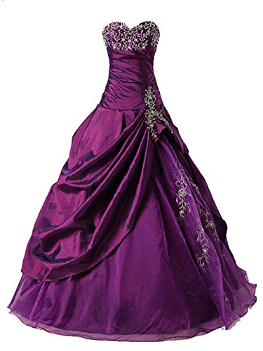 Zorayi Robes de Bal Robes de soirée Longue Robes de mariée Organza Taffetas Femmes Chérie Violet Taille 38