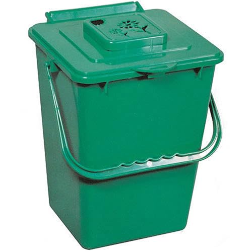 HomeStock 2.4-Gallon Kitchen Compost Collector Pail with Carbon Filter, High-Desnity Polythene, Carrying Handles, 8.5 x 9 x 11 inches, Green