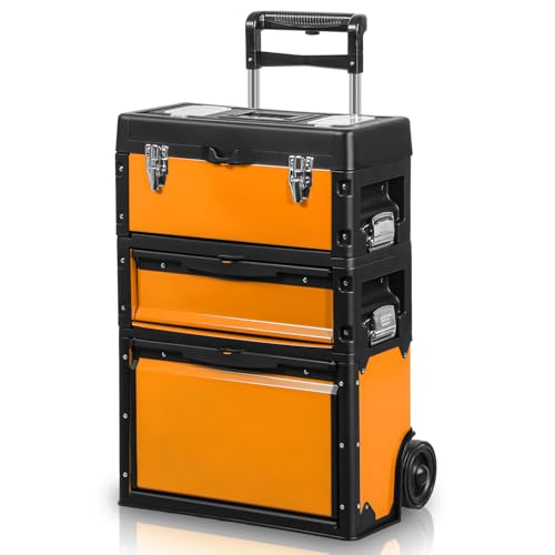 Auto Dynasty 3-Tier Stackable Tool Box with Wheels