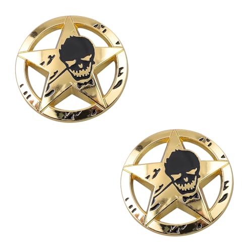 Image of Star Skull Emblem for Car Windows, Trucks, Hood, Laptops Car Decoration (Gold)