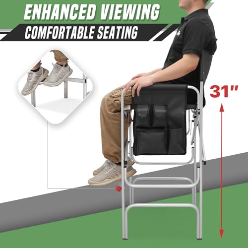 SFIHOME Directors Chair, 31“Tall Foldable Chair, Folding Aluminum Frame Makeup Artist Chair, Portable Camping Chair with Side Table, Cup Holder and Pockets, 250lbs Capacity (Black) - Thumbnail 3