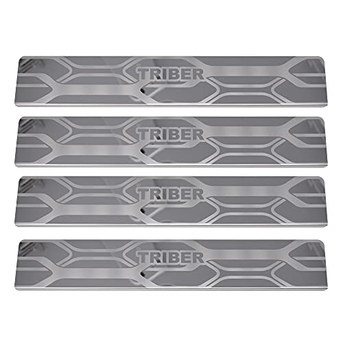 Image of GFX Car Door Sill Guard - Stainless Steel, Protects Painted Edges from Scuffs or Scratches Compatible with Triber Set of 4Pcs (After-Market) Model - 2019 Onwards