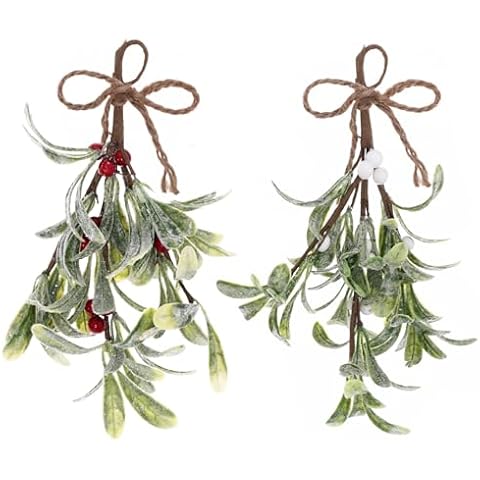 JTYKUYR 2 PCS Christmas Mistletoe Decor,Artificial Mistletoe for Christmas,Hanging Mistletoe Christmas Decor Fake Mistletoe Christmas Tree Decoration Cover
