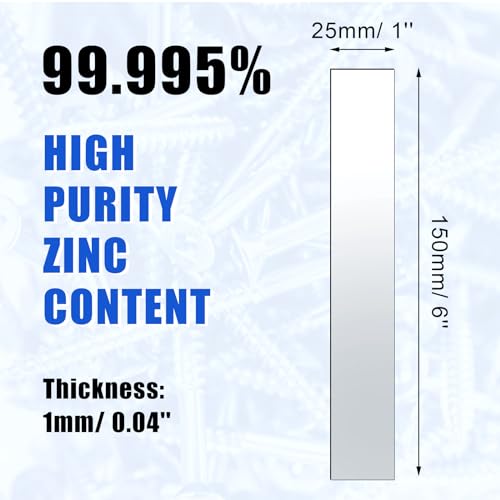 Image of Yaocom 10 Pack Zinc Anode Strip Sheet 99.995% Pure, 0.04'' X 1'' X 6'' | High Purity Zinc Electrode for Electroplating, Metal Treatment, Compatible with Plating Baths, Ideal for Industrial Use